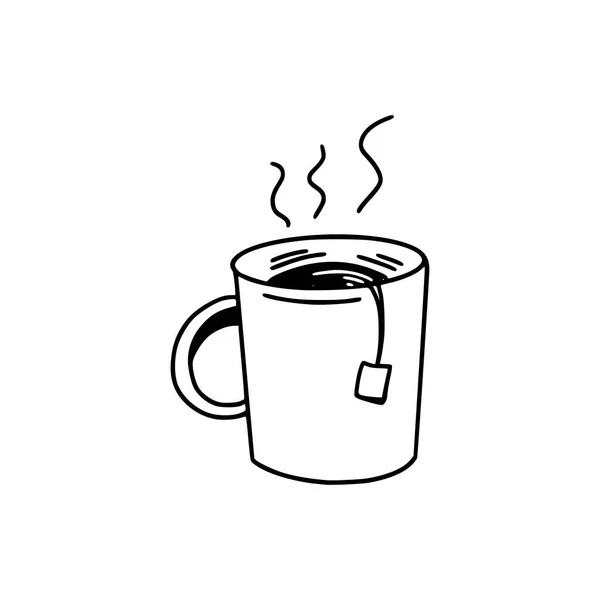 Icono Garabato Lineal Taza Con Pausa Para Almuerzo Concepto Negocio — Vector de stock