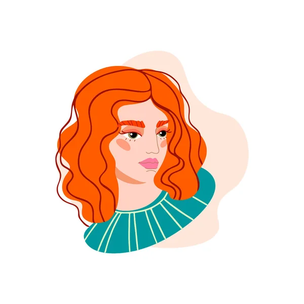Πορτρέτο Του Ένα Χαριτωμένο Κορίτσι Κόκκινα Μαλλιά Δίκαιη Χρώμα Του — Διανυσματικό Αρχείο