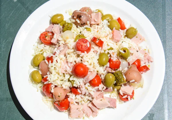 Italienisches Essen Für Eine Gesunde Mediterrane Ernährung Reissalat — Stockfoto