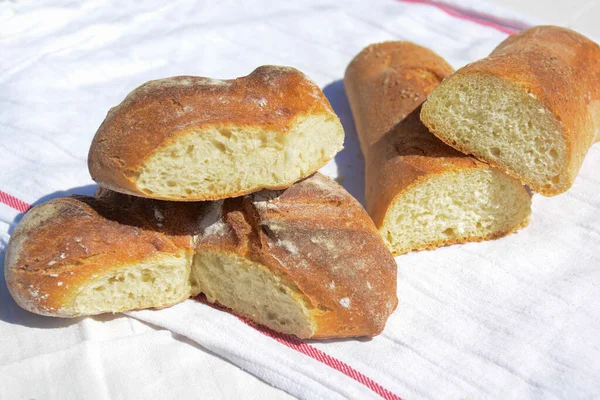 Domowe Włoskie Jedzenie Chleb Mąki Pszennej Durum — Zdjęcie stockowe