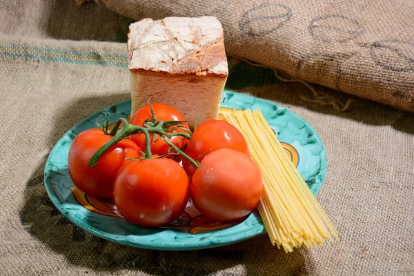 Receita Dieta Mediterrânea Tomate Italiano Espaguete — Fotografia de Stock