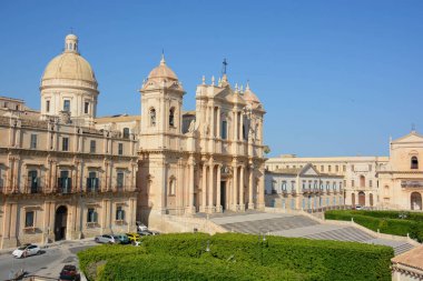 Noto, Sicilya Katedrali - İtalya Ön çan kulesinin tepesinden eşsiz bir manzara