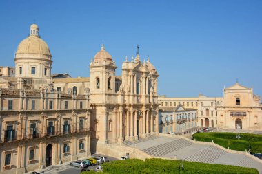 Noto, Sicilya Katedrali - İtalya Ön çan kulesinin tepesinden eşsiz bir manzara