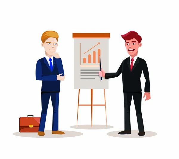 Business people at work. Businessman present project Character vector illustration.