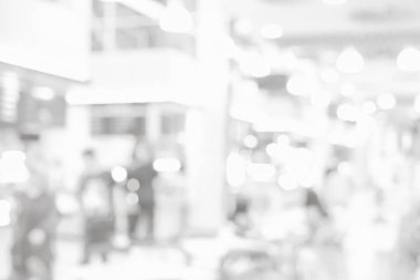 Gri ya da beyaz, mağaza geçmişi bulanık. Odaklanmamış bulanık arkaplan.