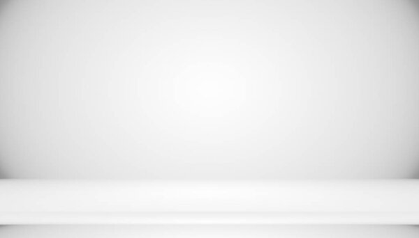 Abstract Empty Dark White Grey gradient with Black solid vignette lighting Studio wall and floor background well use as backdrop. Background empty white room with space for your text and picture