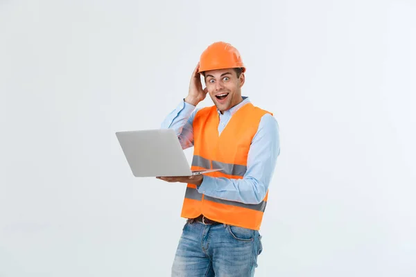 Construction engineer thinking, problem solving and solutions concept — Stock Photo, Image