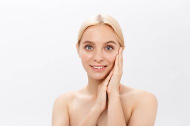 Güzel bir cilt kadın yüz portre sağlıklı ve güzel kadın spa ve kozmetik kavramı