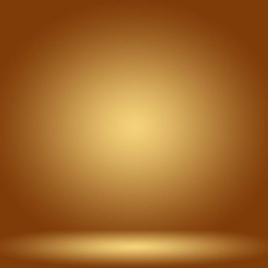 Soyut Lüks Altın Gradyan Stüdyo Duvarı. Arka plan, düzen, afiş ve ürün sunumu olarak kullanılabilir..