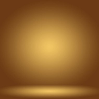 Soyut Lüks Altın Gradyan Stüdyo Duvarı. Arka plan, düzen, afiş ve ürün sunumu olarak kullanılabilir..