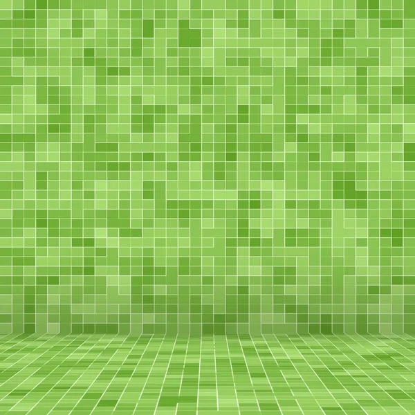 Resumen verde brillante píxel cuadrado azulejo mosaico pared fondo y textura . — Foto de Stock