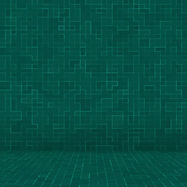 Abstrakte helle grüne Quadrat-Pixel-Fliese Mosaik Wand Hintergrund und Textur. — Stockfoto