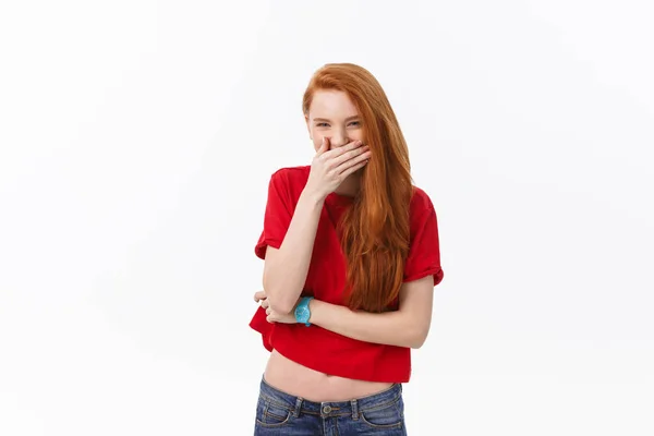 Mujer guapa con sonrisa sincera regocijando su éxito teniendo buen humor mostrando sus emociones positivas. Mujer con sonrisa suave . —  Fotos de Stock