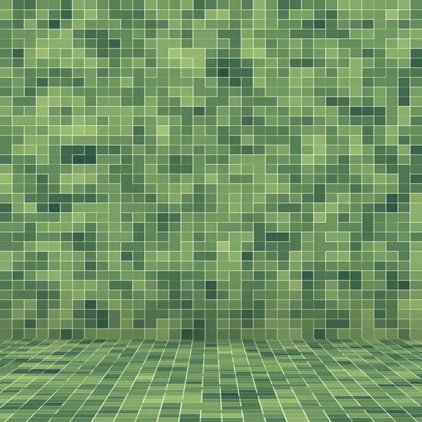 Abstrakte helle grüne Quadrat-Pixel-Fliese Mosaik Wand Hintergrund und Textur. — Stockfoto