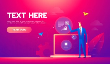 Karakterlerile İş analizi kavramı afiş. Web banner, infographics, iş görüntüleri için kullanabilirsiniz. Düz isometrik vektör çizimi.