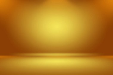 Soyut Lüks Altın Gradyan Stüdyo Duvarı. Arka plan, düzen, afiş ve ürün sunumu olarak kullanılabilir..