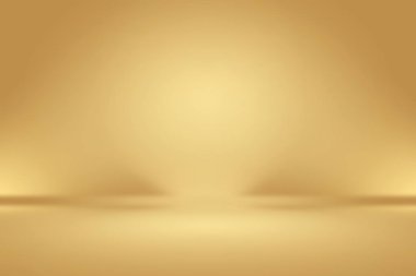 Soyut Lüks Altın Gradyan Stüdyo Duvarı. Arka plan, düzen, afiş ve ürün sunumu olarak kullanılabilir..