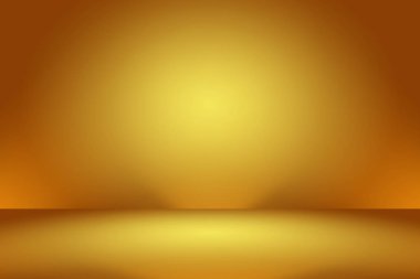 Soyut Lüks Altın Gradyan Stüdyo Duvarı. Arka plan, düzen, afiş ve ürün sunumu olarak kullanılabilir..