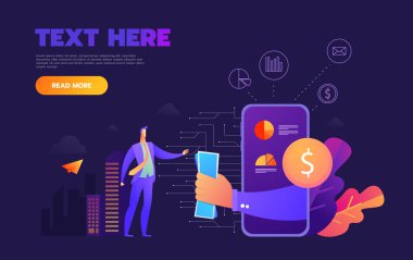 İş mobil uygulama vektör izometrik çizimler