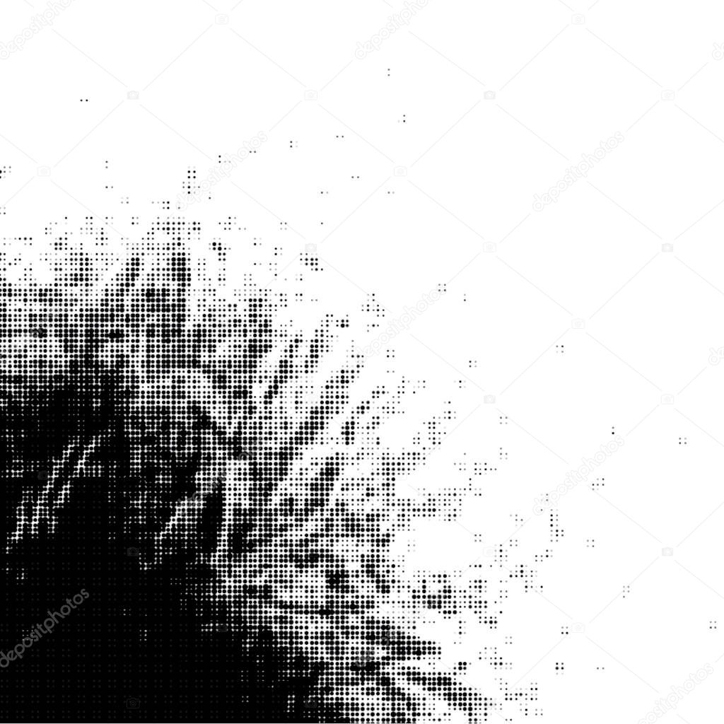 Distressed overlay grunge halftone background. Halftone dots vector texture.