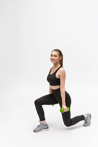 Cvičení. Sports Woman In Fashion Sportwear Stretching Legs — Stock fotografie