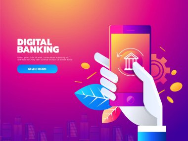 Dünya çapında para transferi, iş, mobil bankacılık ve cep telefonu ödemeleri. Vektör illüstrasyonu.