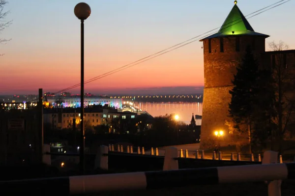 Fortaleza Medieval Piedra Una Noche Verano Nizhny Novgorod —  Fotos de Stock