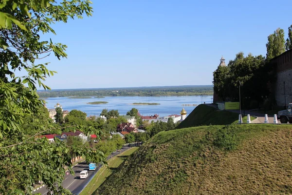 Veduta Del Volga Dal Congresso Zelensky Nizhny Novgorod Una Calda — Foto Stock