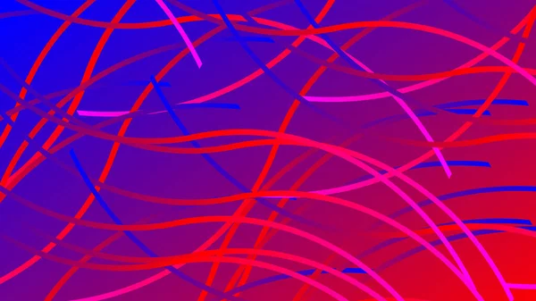 カオス抽象波線 グラデーションの背景とカオスの抽象的な線 青い赤い波 — ストックベクタ