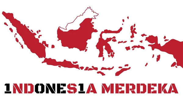 Dirgahayu Indonesia 印度尼西亚独立日第75天地图 印度尼西亚Maju 印度尼西亚Merdeka — 图库矢量图片