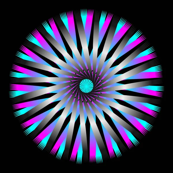 装飾円形の形をした抽象的なフラクタルパターン 円形の遷移を持つフラクタルベクトル画像 カラフルな虹の光 — ストックベクタ