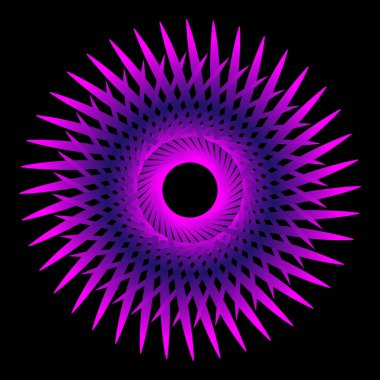 Siyah arkaplanda soyut mor spirograf. Tasarım için Spirograph dekoratif element. Mor mor spirograf.