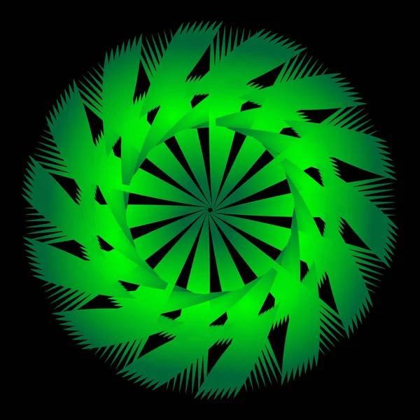 黒を基調とした抽象的な緑のスパイログラフ デザインのためのスパイログラフ装飾要素 — ストックベクタ