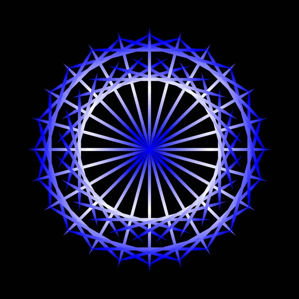 黒を基調とした抽象的な青丸のスパイログラフ デザインのためのスパイログラフ装飾要素 青のスピログラフ — ストックベクタ