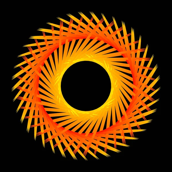 Abstrakcyjny Pomarańczowy Okrągły Spirograf Czarnym Tle Element Dekoracyjny Spirografu Projektowania — Wektor stockowy