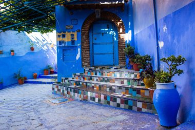 Fas, Kuzey Afrika: Chefchaouen şehrin güzel mavi Medine