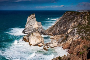 Büyük ayı Beach (Praia da büyük ayı), Avrupa, Cabo da Roca, Sintra, Portekiz en batı noktası yakınındaki panoramik görünüm