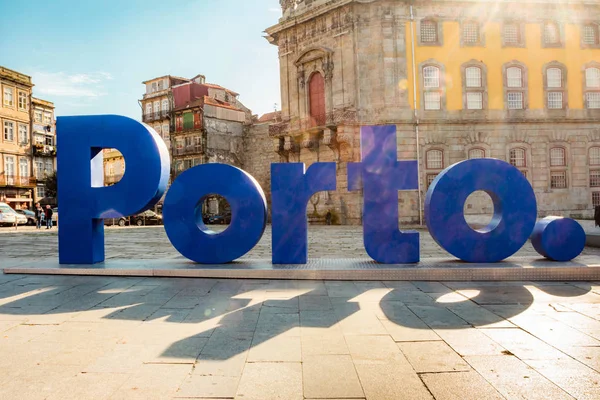 Altstadt Straßenansicht Mit Porto Stadtname Blaues Schild Ohne Menschen Porto — Stockfoto