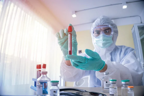 Doctor Holding Test Tube Blood 2019 Ncov Analyzing Novel Covid19 Royalty Free Stock Images