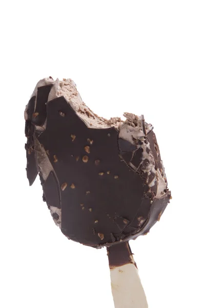Çikolatalı Dondurma Beyaz Arka Plan Üzerinde Izole Dondurma Isırıldı Telifsiz Stok Imajlar