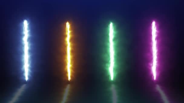 Animated Glowing Vertical Beam Lines Full Colors Abstract Beam — Stock Video