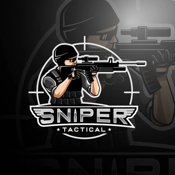 Sniper Logo Herní Esport — Stockový vektor