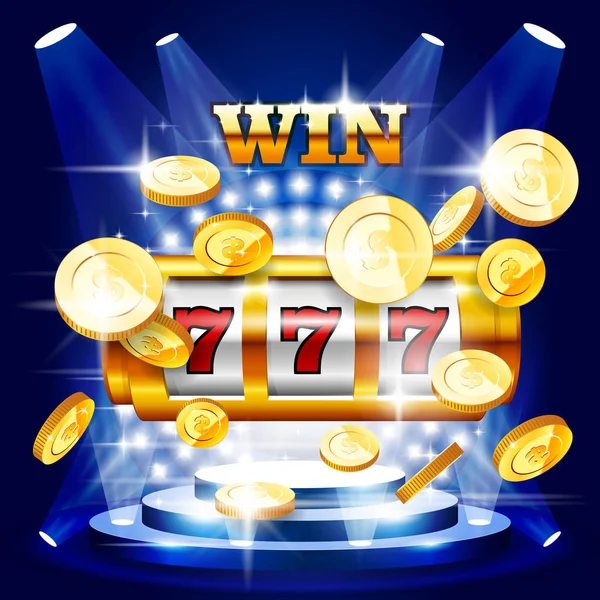 Big Win Jackpot Slot Machine Coins Casino Concert — Stock Vector