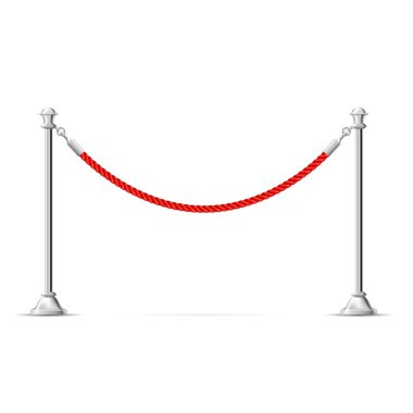 Kırmızı ip - bariyer halatı, VIP bölge kenarlığı ile gümüş barikat