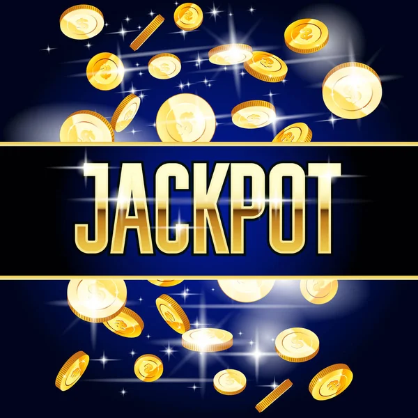 Jackpot Koptekst Munten Casino Win Achtergrond — Stockvector