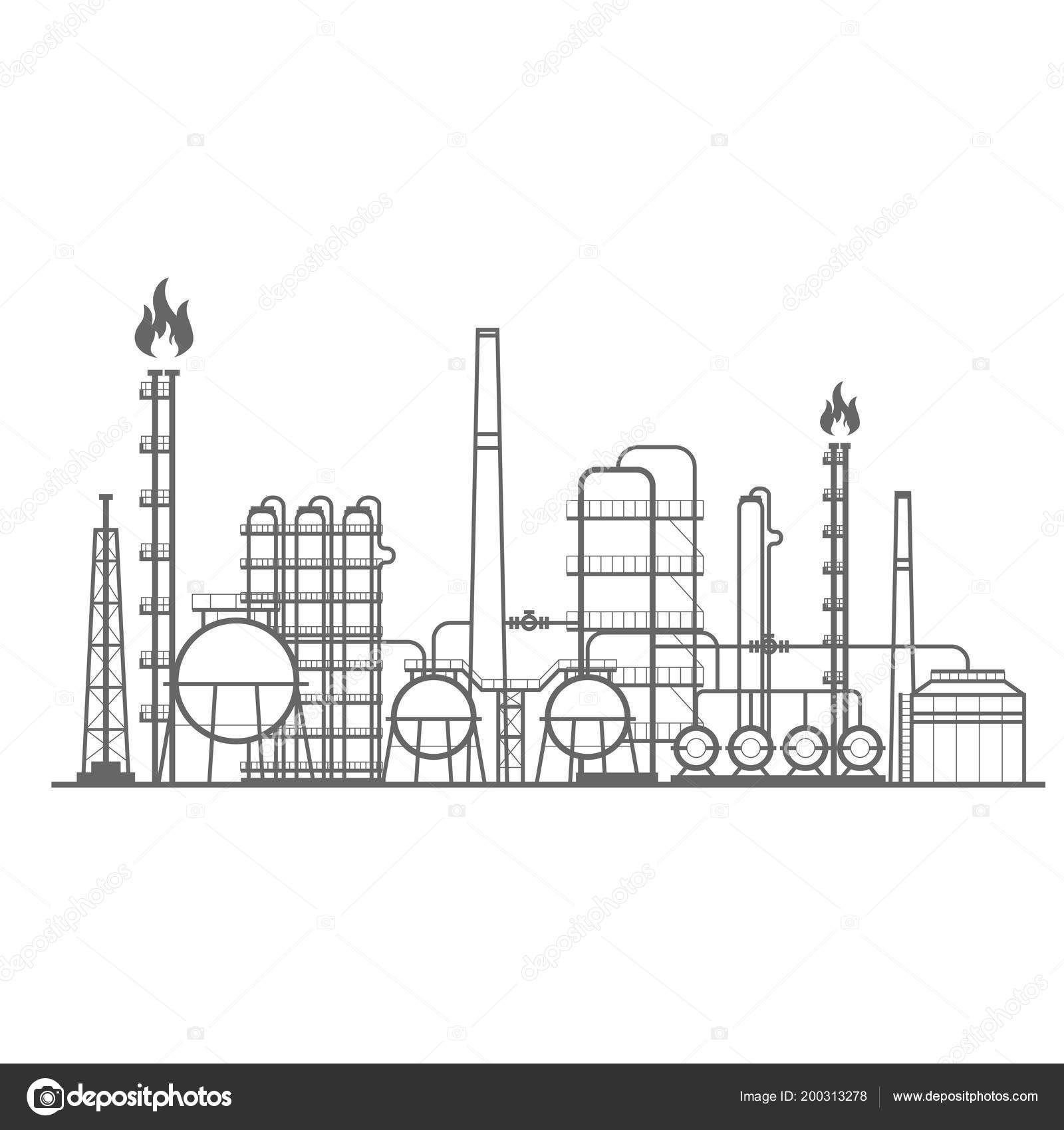 Нефтехимический Завод Завод Химической Промышленности Векторное.