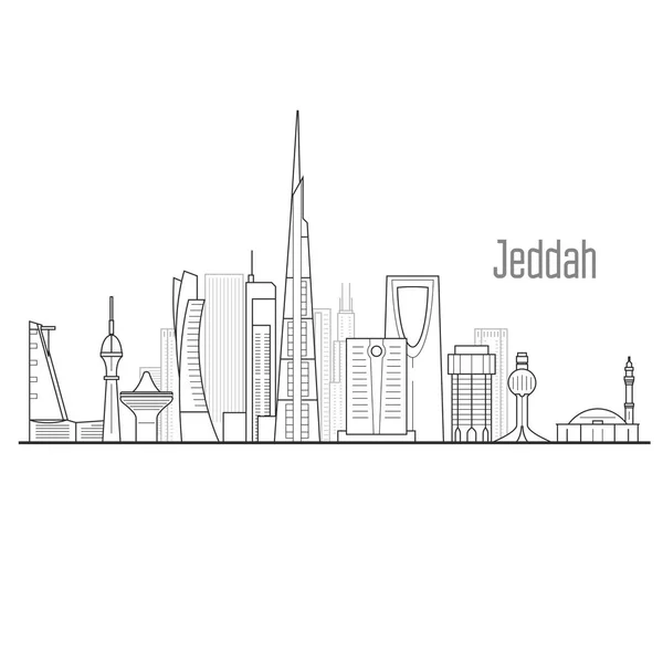Jeddah Stadsgezicht Torens Bezienswaardigheden Van Jiddah Skyline Van Stad — Stockvector