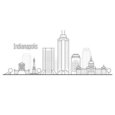 Indianapolis şehir manzarası - şehir cityscape, kuleleri ve liner stil simge yapılar
