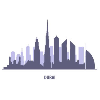 Dubai siluetinin siluet - liner tarzı yerler cityscape