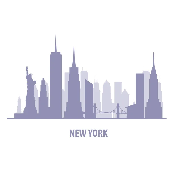 New York Stadsgezicht Manhatten Skyline Van Silhouet — Stockvector